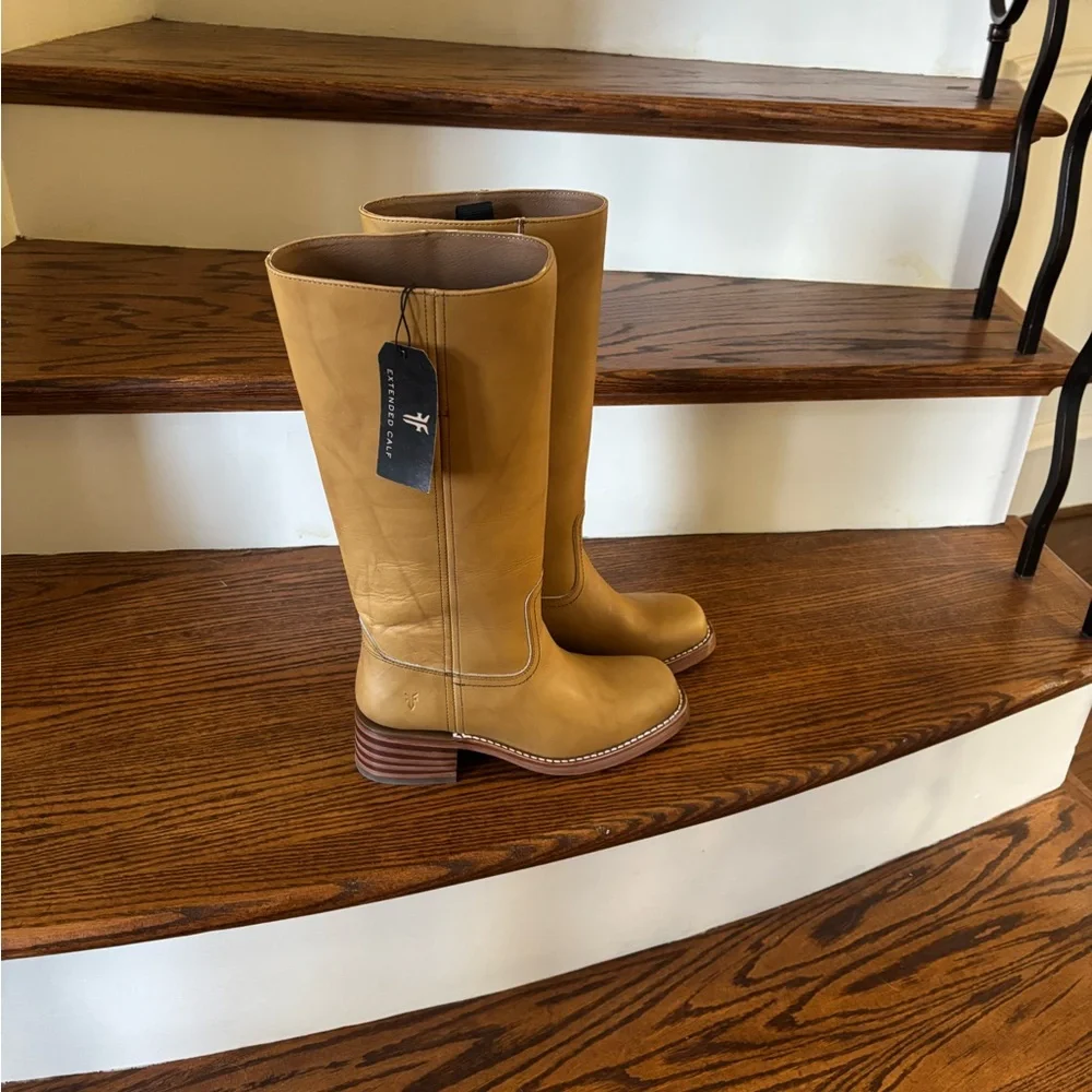 Free People Frye Campus 14L Calf Boots 7 banana tan - Picture 3 of 8